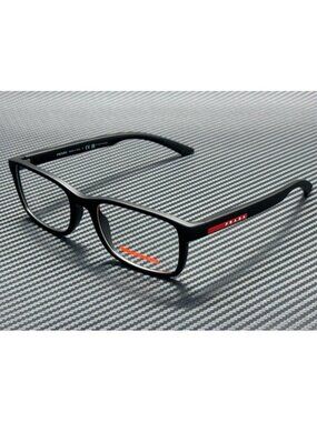 New Prada Linea Rossa Men Black Rubber Eyeglasses 55-19-145